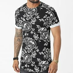 Budget 👍 Tee 👕 Shirt Oversize Floral U1159 Noir de Frilivin ✔️