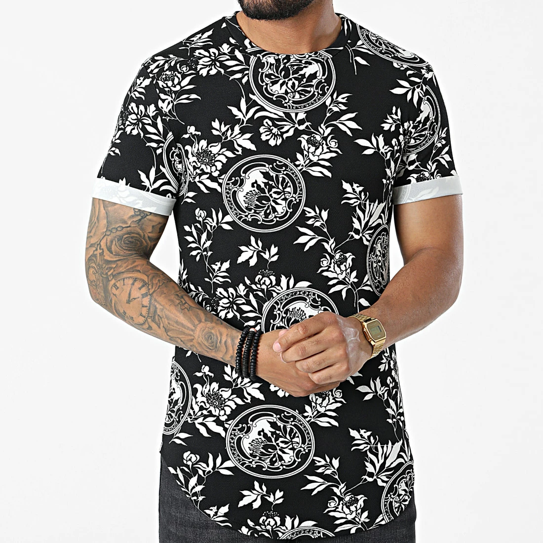 Budget 👍 Tee 👕 Shirt Oversize Floral U1159 Noir de Frilivin ✔️ 5 Budget 👍 Tee 👕 Shirt Oversize Floral U1159 Noir de Frilivin ✔️ – Image 3