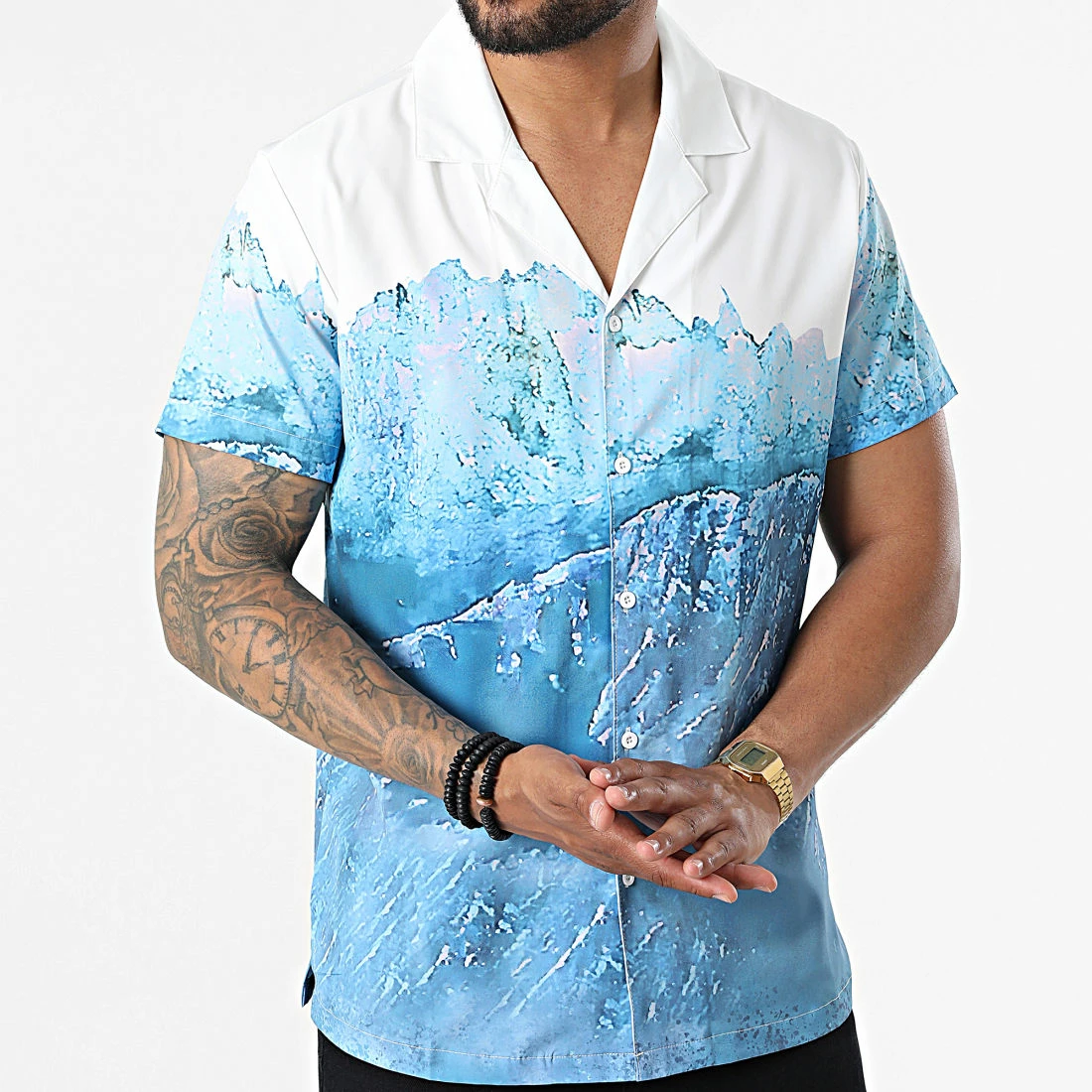 Meilleur prix 🎁 Chemise Manches Courtes Floral BM1639 Blanc Bleu Clair de Frilivin ✔️ 5 Meilleur prix 🎁 Chemise Manches Courtes Floral BM1639 Blanc Bleu Clair de Frilivin ✔️ – Image 3