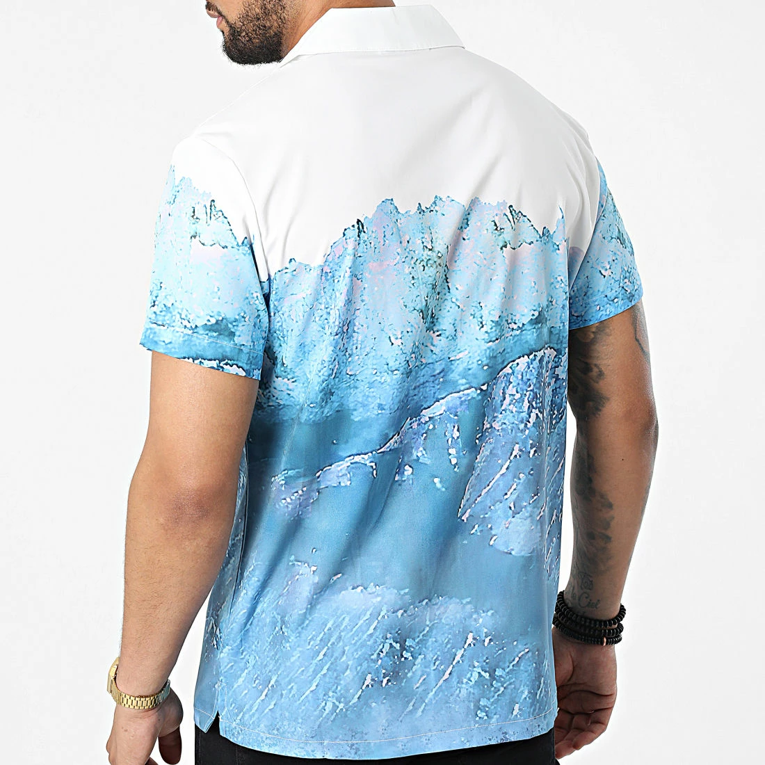 Meilleur prix 🎁 Chemise Manches Courtes Floral BM1639 Blanc Bleu Clair de Frilivin ✔️ 6 Meilleur prix 🎁 Chemise Manches Courtes Floral BM1639 Blanc Bleu Clair de Frilivin ✔️ – Image 4