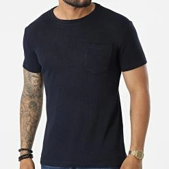 Promo 😉 Tee 👕 Shirt Poche C5128 Bleu Marine de Frilivin 🔥