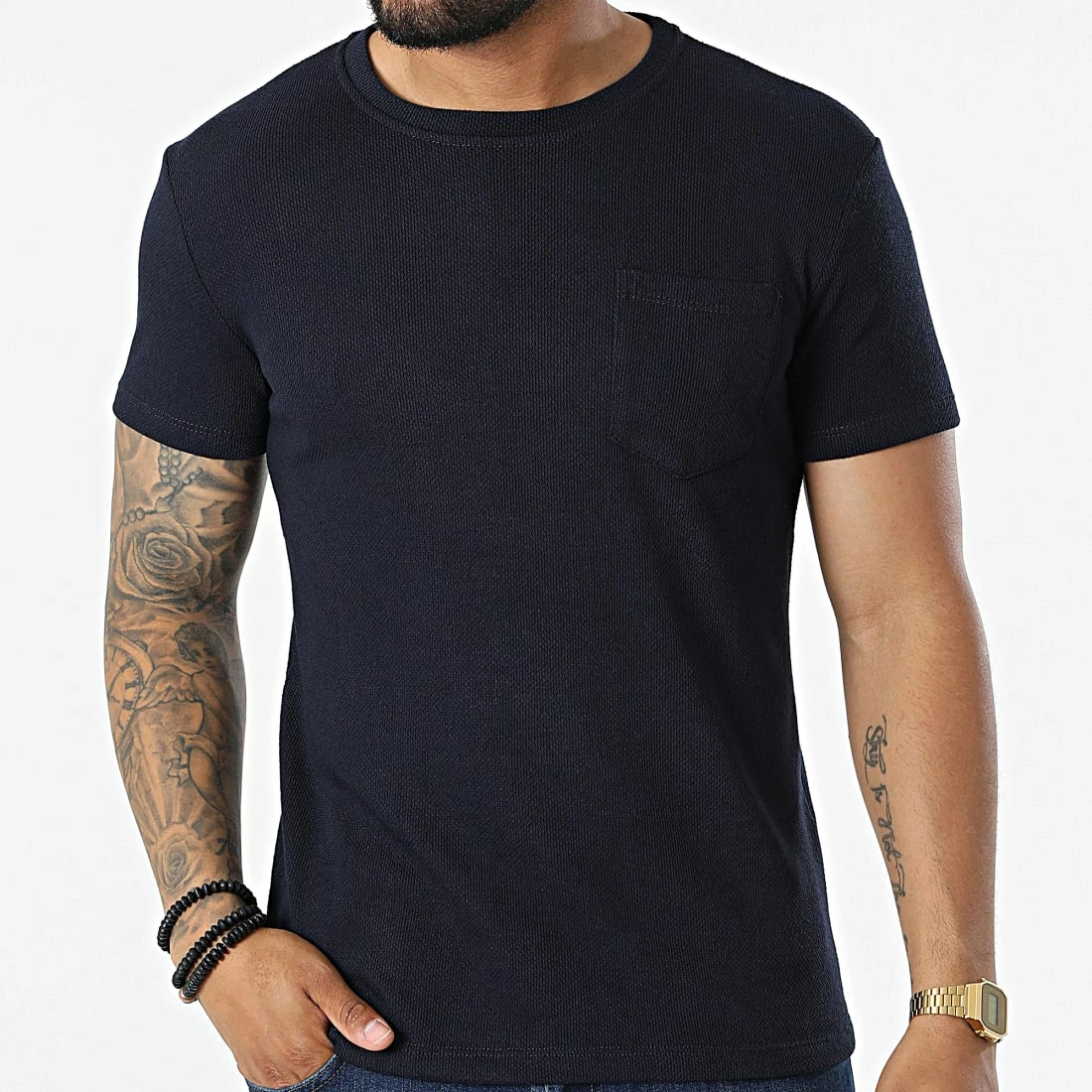 Promo 😉 Tee 👕 Shirt Poche C5128 Bleu Marine de Frilivin 🔥 5 Promo 😉 Tee 👕 Shirt Poche C5128 Bleu Marine de Frilivin 🔥 – Image 3