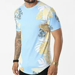 Promo 😉 Tee 👚 Shirt Oversize Floral 15803 Bleu Ciel de Frilivin 🎁