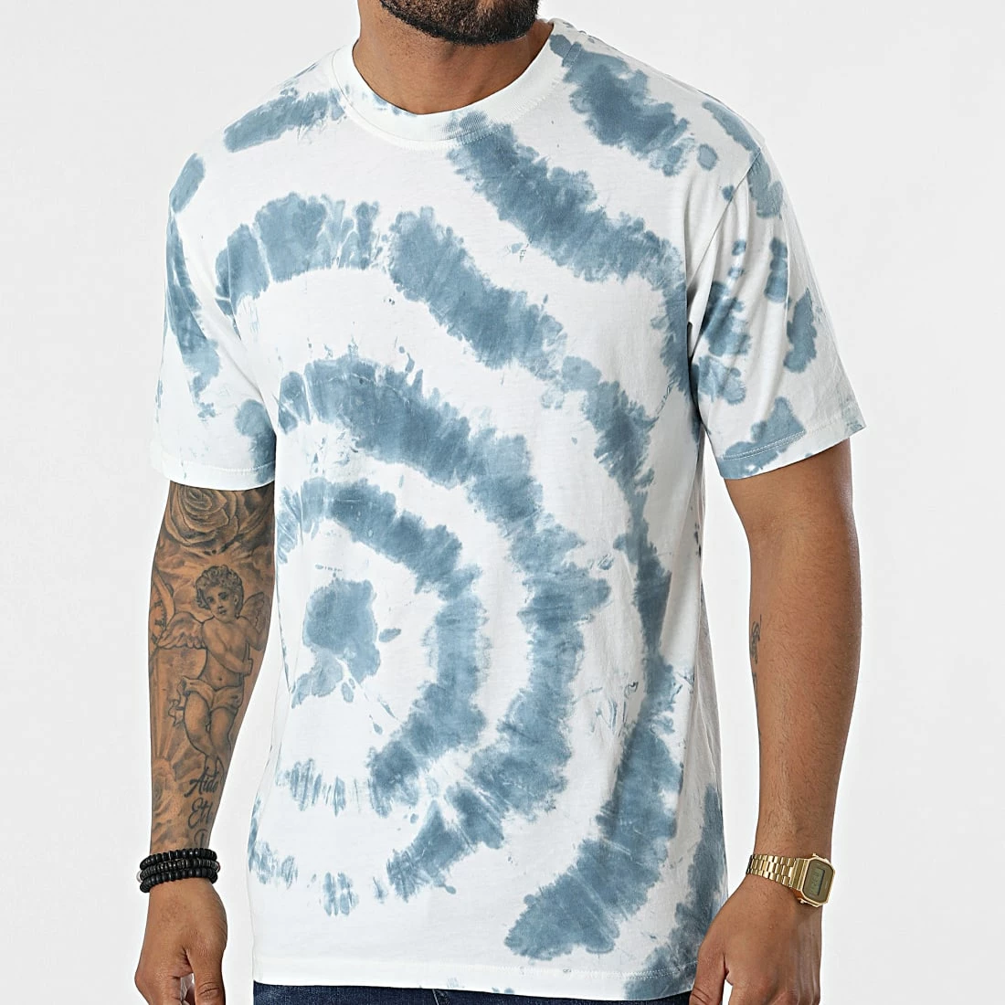 Meilleure vente 🎉 Tee 👚 Shirt Tie Dye FL020 Blanc Bleu de Frilivin 👍 3 Meilleure vente 🎉 Tee 👚 Shirt Tie Dye FL020 Blanc Bleu de Frilivin 👍