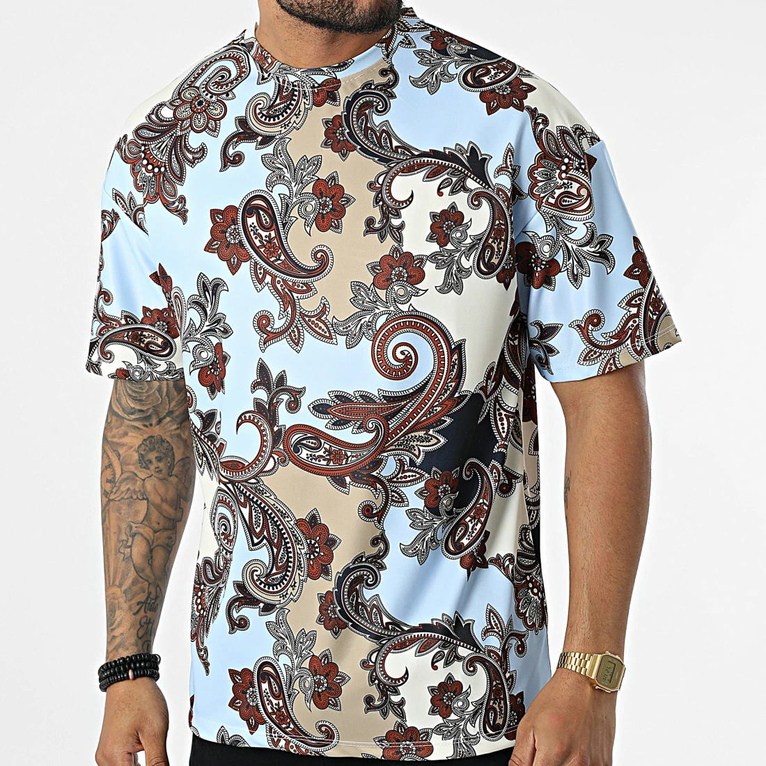 Vente flash 👍 Tee 👕 Shirt 16097 Bleu Clair Beige Bandana de Frilivin 😍 3 Vente flash 👍 Tee 👕 Shirt 16097 Bleu Clair Beige Bandana de Frilivin 😍