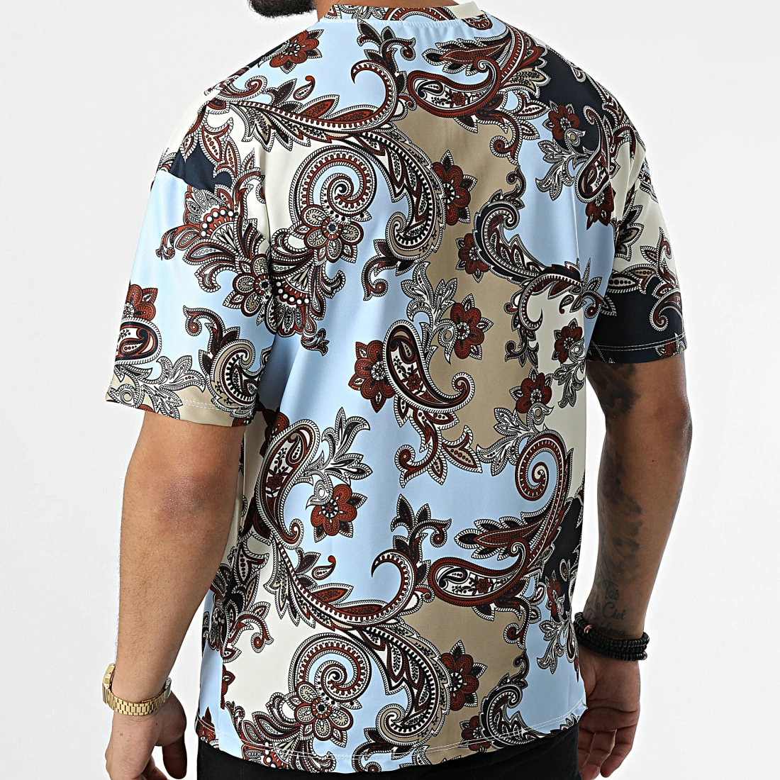 Vente flash 👍 Tee 👕 Shirt 16097 Bleu Clair Beige Bandana de Frilivin 😍 6 Vente flash 👍 Tee 👕 Shirt 16097 Bleu Clair Beige Bandana de Frilivin 😍 – Image 4