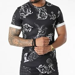 Bon marché 💯 Tee 👚 Shirt Oversize U9009 Noir Renaissance Floral de Frilivin 🌟 -Promos Frilivin Magasin frilivin 325219 U9009 BLACK 20220630T161346 03