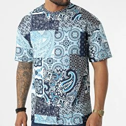 Remise 😍 Tee 👕 Shirt 16023 Bleu Clair Bleu Marine de Frilivin 🔥