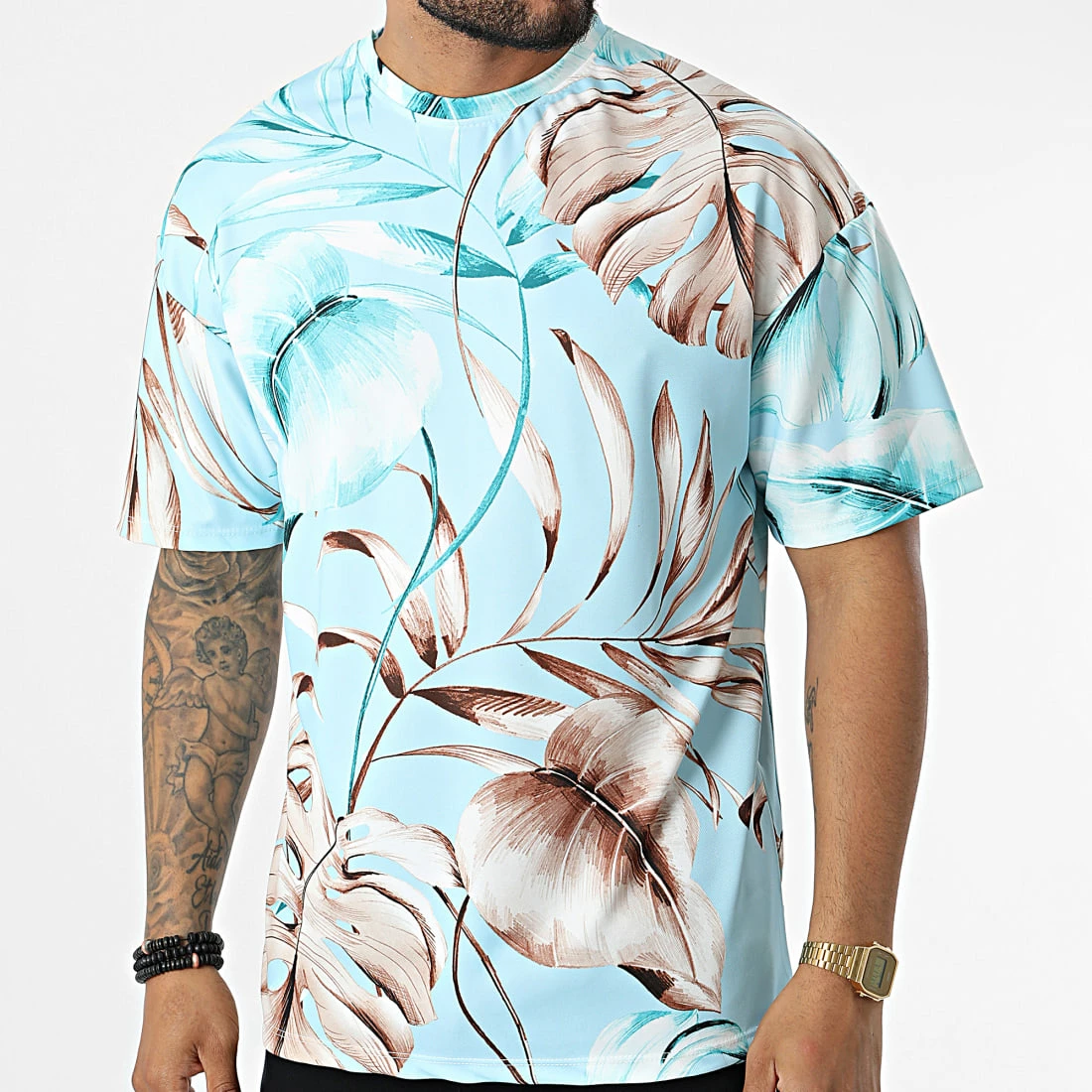 Budget 🌟 Tee 👕 Shirt 16092 Bleu Clair Floral de Frilivin 😀 3 Budget 🌟 Tee 👕 Shirt 16092 Bleu Clair Floral de Frilivin 😀