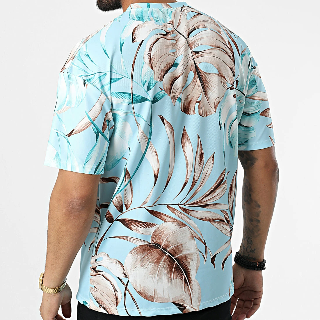 Budget 🌟 Tee 👕 Shirt 16092 Bleu Clair Floral de Frilivin 😀 6 Budget 🌟 Tee 👕 Shirt 16092 Bleu Clair Floral de Frilivin 😀 – Image 4