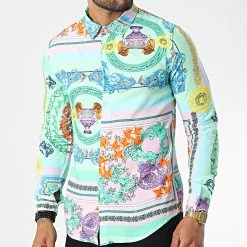 Le moins cher 🔔 Chemise Manches Longues Renaissance Floral 682857 Vert Clair Rose de Frilivin 🎉