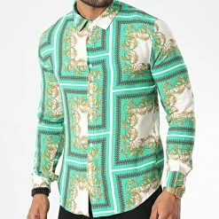 De gros ⌛ Chemise Manches Longues Renaissance 682850 Vert Blanc de Frilivin 😀