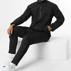 Offres ❤️ Ensemble Veste Zippée Et Pantalon Cargo BM1636 Noir de Frilivin 💯