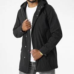 Acheter 🤩 Veste Zippée Capuche Longue DL077 Noir de Frilivin 🔥