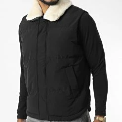 Remise ⭐ Doudoune Sans Manches Col Mouton AB6712 Noir de Frilivin 🎉