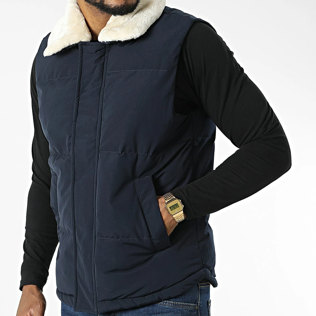 Top 10 👍 Doudoune Sans Manches Col Mouton AB6712 Bleu Marine de Frilivin 👏 5 Top 10 👍 Doudoune Sans Manches Col Mouton AB6712 Bleu Marine de Frilivin 👏 – Image 3