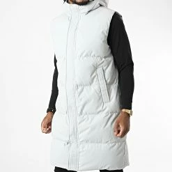 Acheter 🌟 Doudoune Longue Sans Manches A Capuche AB6721 Gris Clair de Frilivin 🛒