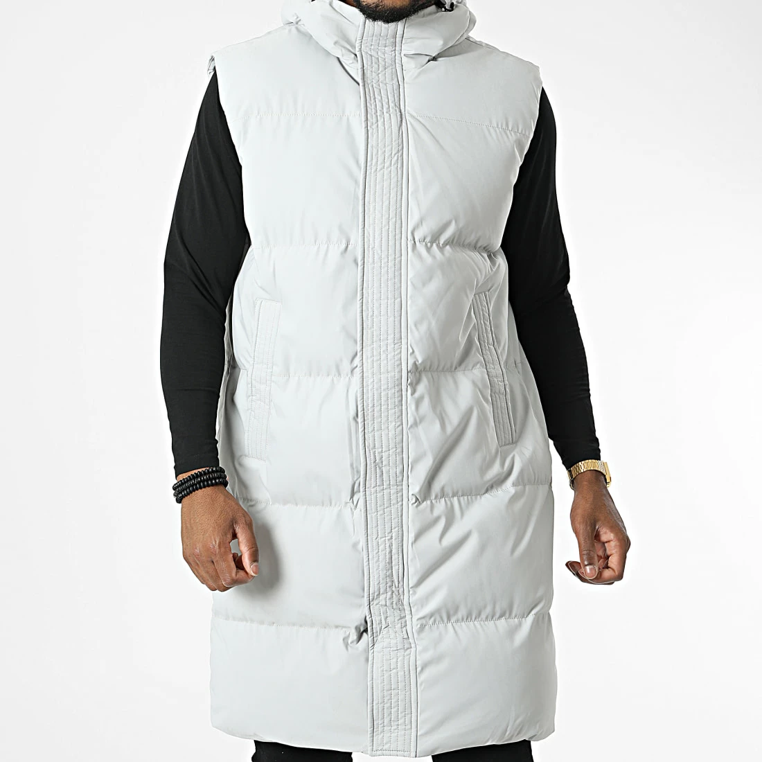 Acheter 🌟 Doudoune Longue Sans Manches A Capuche AB6721 Gris Clair de Frilivin 🛒 5 Acheter 🌟 Doudoune Longue Sans Manches A Capuche AB6721 Gris Clair de Frilivin 🛒 – Image 3