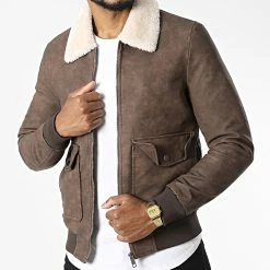 Sortie ⭐ Veste Col Mouton QQ606 Marron de Frilivin 👍