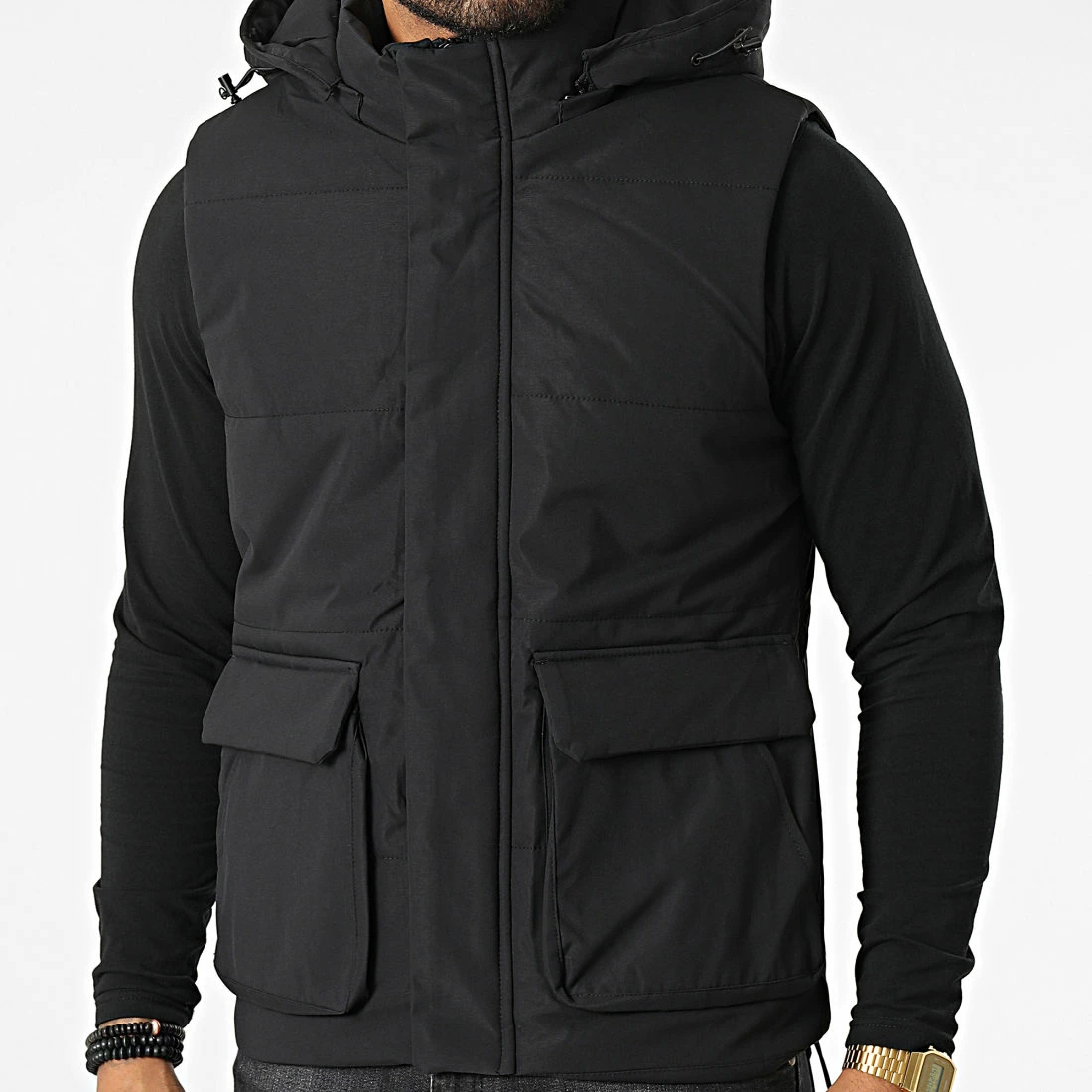 Promo 💯 Doudoune Capuche Sans Manches AB6691 Noir de Frilivin ✨ 3 Promo 💯 Doudoune Capuche Sans Manches AB6691 Noir de Frilivin ✨