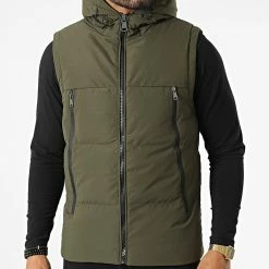 Acheter 💯 Doudoune Capuche Sans Manches AB6705 Vert Kaki de Frilivin 🎁