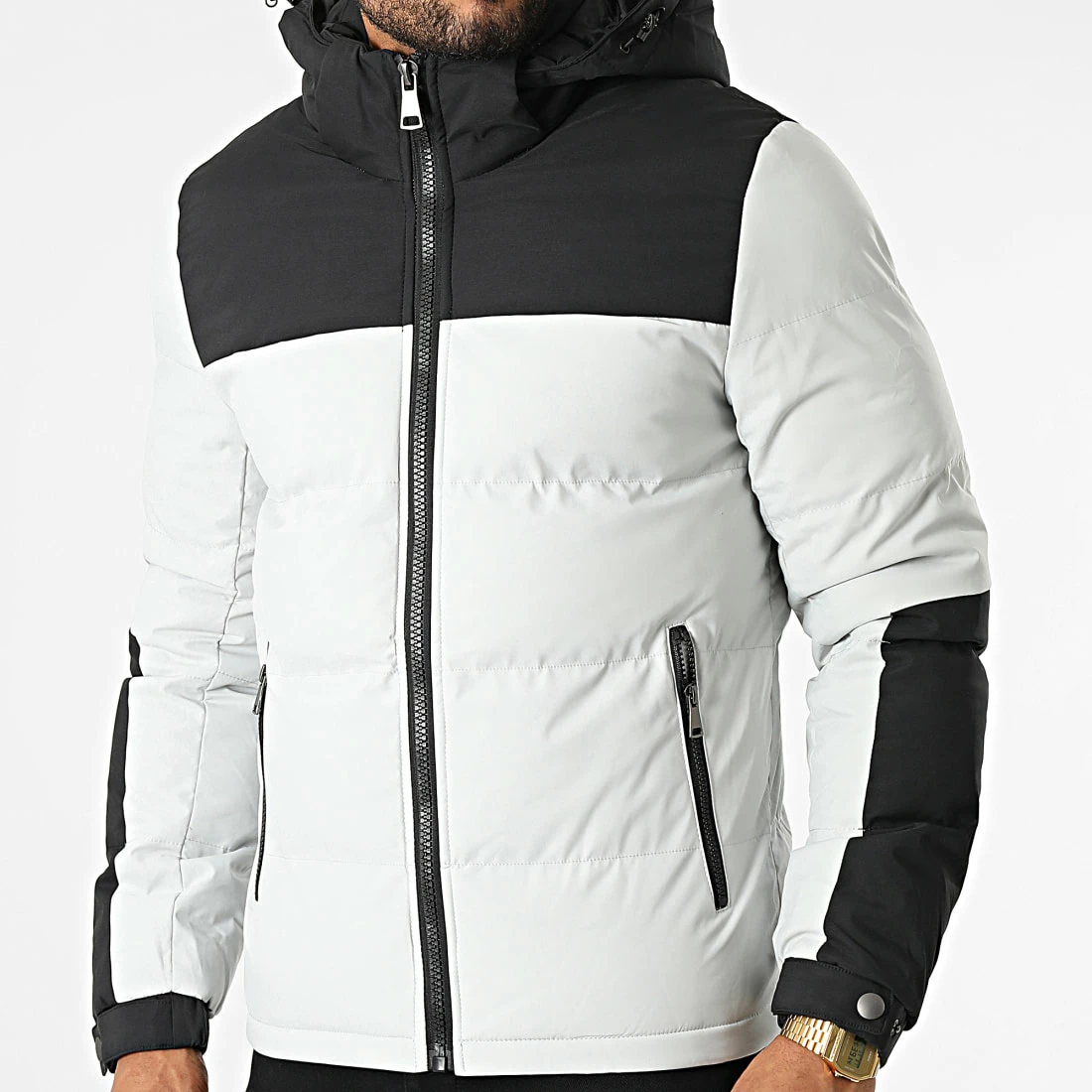 Coupon ❤️ Doudoune Capuche AB6681 Gris Clair Noir de Frilivin ✔️ 5 Coupon ❤️ Doudoune Capuche AB6681 Gris Clair Noir de Frilivin ✔️ – Image 3