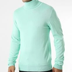 Le moins cher 🛒 Pull Col Roulé M-081 Vert Clair de Frilivin 🌟