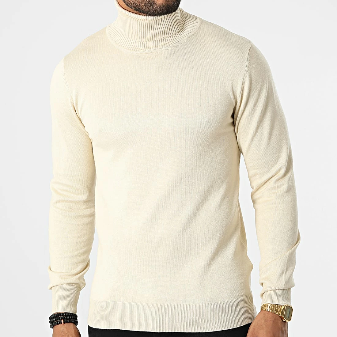 Promo 💯 Pull Col Roulé M-012 Beige de Frilivin ⌛ 2 Promo 💯 Pull Col Roulé M-012 Beige de Frilivin ⌛