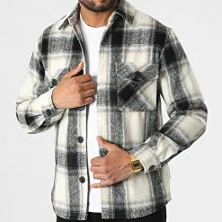 Meilleure affaire 💯 Surchemise Carreaux HP03230 Beige Gris de Frilivin 🎁