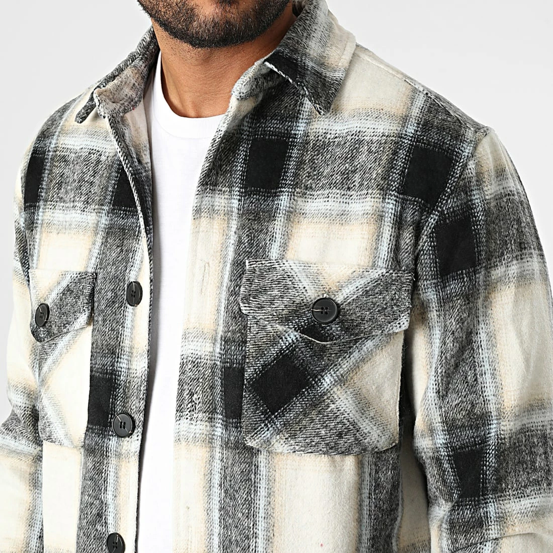 Meilleure affaire 💯 Surchemise Carreaux HP03230 Beige Gris de Frilivin 🎁 4 Meilleure affaire 💯 Surchemise Carreaux HP03230 Beige Gris de Frilivin 🎁 – Image 2