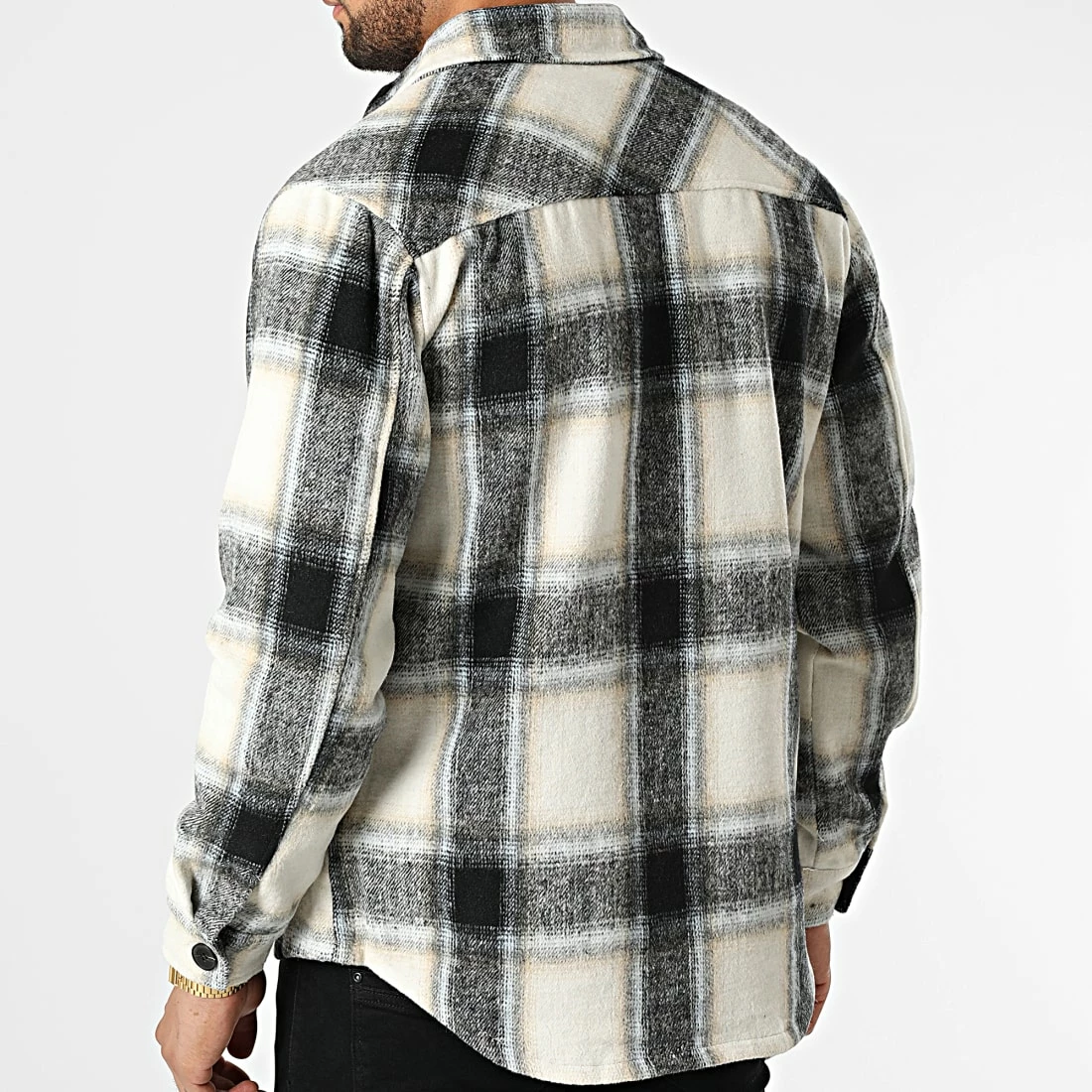 Meilleure affaire 💯 Surchemise Carreaux HP03230 Beige Gris de Frilivin 🎁 6 Meilleure affaire 💯 Surchemise Carreaux HP03230 Beige Gris de Frilivin 🎁 – Image 4