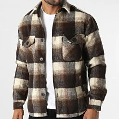 De gros 🔔 Surchemise Carreaux HP03235 Beige Marron de Frilivin ⌛ -Promos Frilivin Magasin frilivin 330916 HP03235 10 20220805T102702 03