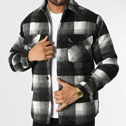 Vente flash 🌟 Surchemise Carreaux HP03235 Noir Blanc de Frilivin 🎉