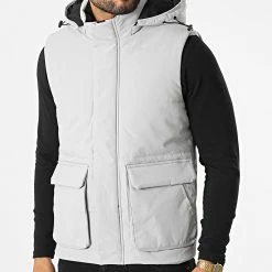 Meilleur prix 😉 Doudoune Capuche Sans Manches AB6691 Gris de Frilivin 🧨