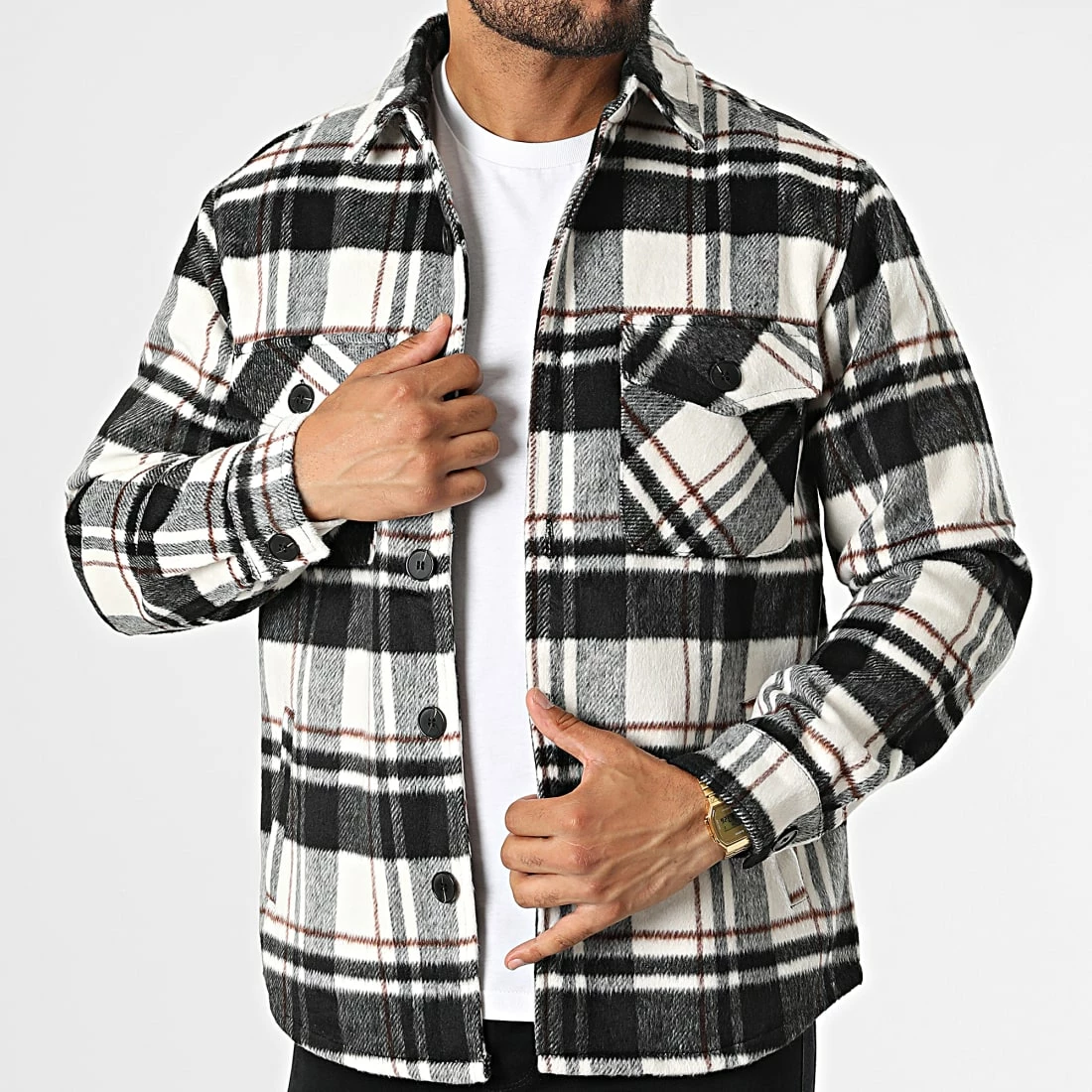 Coupon 🌟 Surchemise Carreaux HP03231 Blanc Gris de Frilivin ✨ 3 Coupon 🌟 Surchemise Carreaux HP03231 Blanc Gris de Frilivin ✨