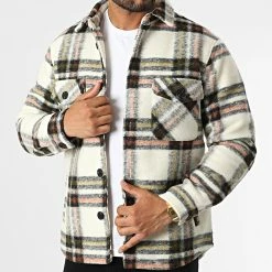 De gros ⭐ Surchemise Carreaux HP03234 Beige Clair de Frilivin ✨