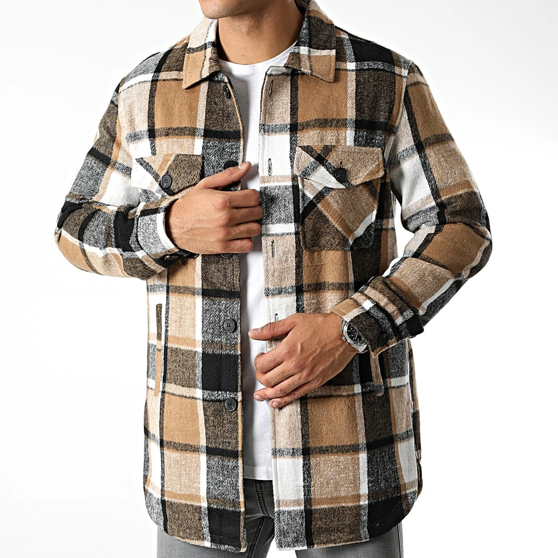 Grosses soldes 🧨 Surchemise A Carreaux Longue HP06E75 Beige Gris de Frilivin 🔔 3 Grosses soldes 🧨 Surchemise A Carreaux Longue HP06E75 Beige Gris de Frilivin 🔔