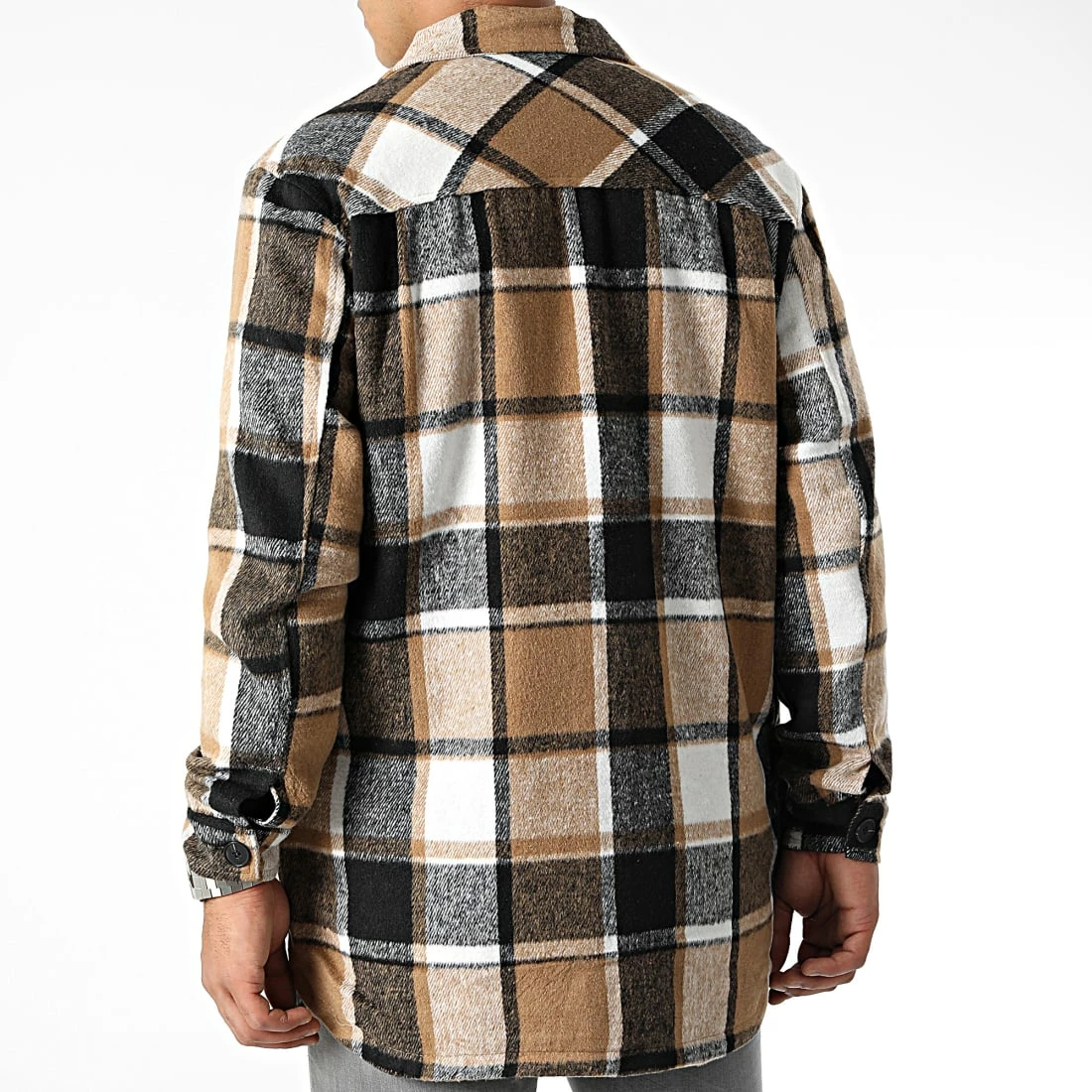 Grosses soldes 🧨 Surchemise A Carreaux Longue HP06E75 Beige Gris de Frilivin 🔔 6 Grosses soldes 🧨 Surchemise A Carreaux Longue HP06E75 Beige Gris de Frilivin 🔔 – Image 4