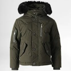 Budget 🌟 Parka Capuche Fourrure Enfant FD898 Vert Kaki de Frilivin ✨