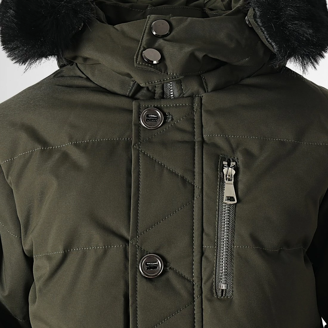 Budget 🌟 Parka Capuche Fourrure Enfant FD898 Vert Kaki de Frilivin ✨ 5 Budget 🌟 Parka Capuche Fourrure Enfant FD898 Vert Kaki de Frilivin ✨ – Image 3