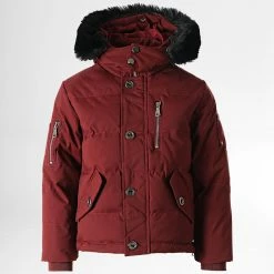 Tout neuf ⌛ Parka Capuche Fourrure Enfant FD898 Bordeaux de Frilivin 🧨