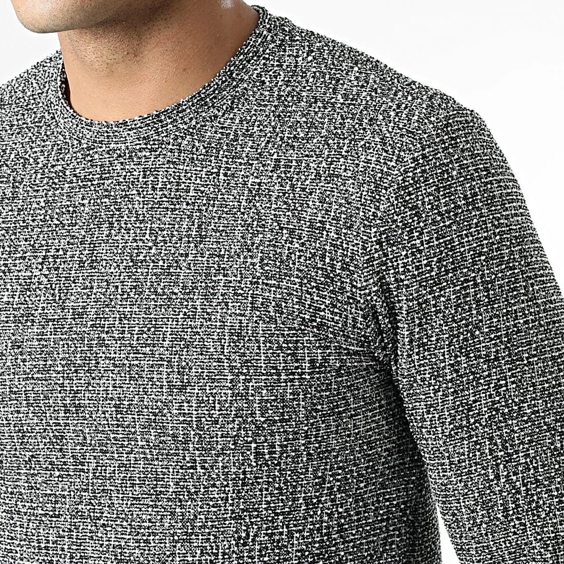 Remise ❤️ Tee 👚 Shirt Oversize Manches Longues X16126 Noir Blanc Gris de Frilivin ❤️ 4 Remise ❤️ Tee 👚 Shirt Oversize Manches Longues X16126 Noir Blanc Gris de Frilivin ❤️ – Image 2