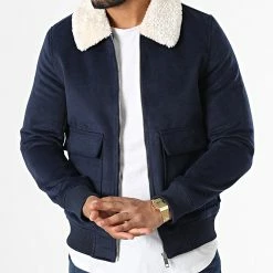 Nouveau 🛒 Veste Col Fourrure QQ1603 Bleu Marine de Frilivin 💯 -Promos Frilivin Magasin frilivin 334407 QQ1603 3 20220826T145435 03