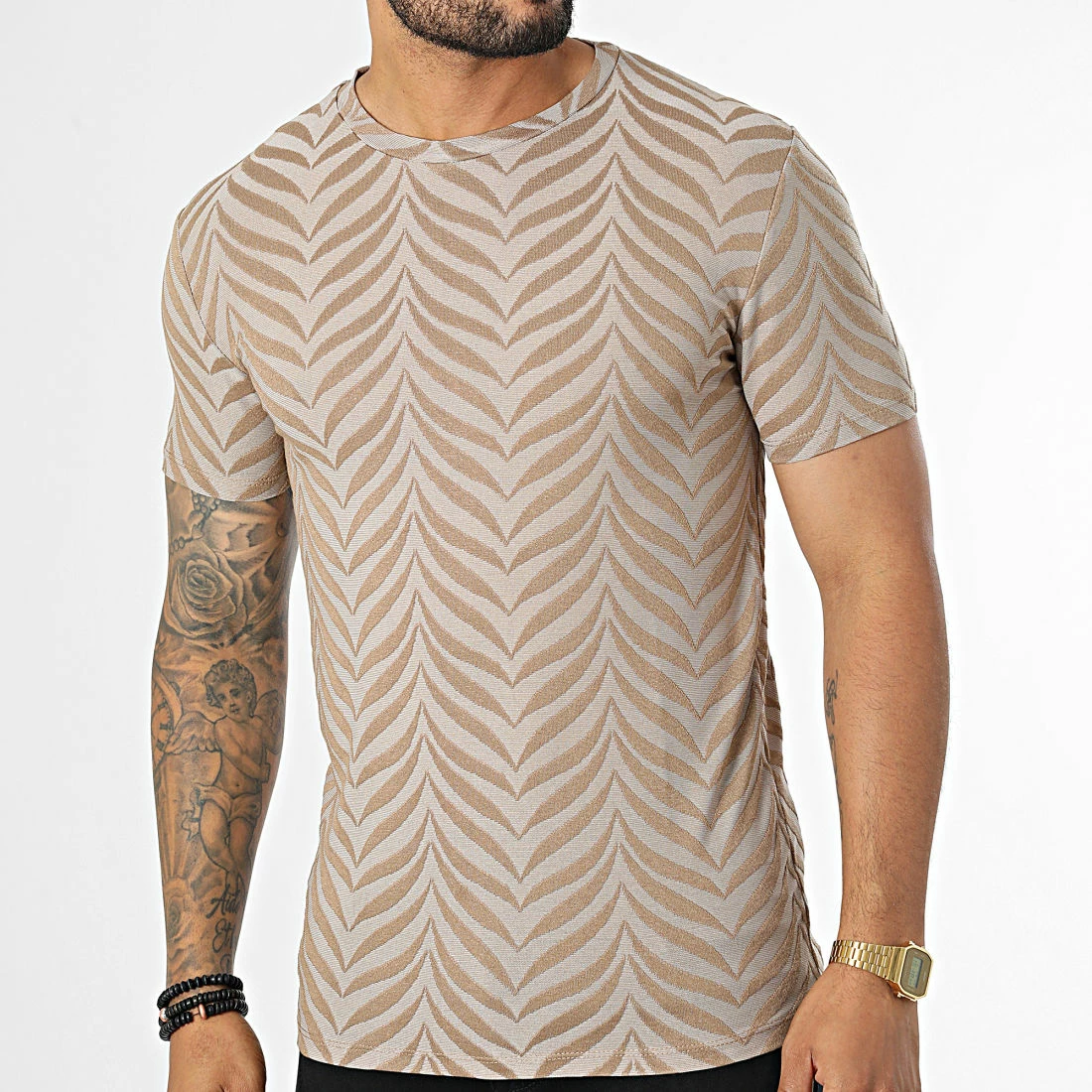 De gros ⌛ Tee 👚 Shirt FL027 Beige de Frilivin 🛒 3 De gros ⌛ Tee 👚 Shirt FL027 Beige de Frilivin 🛒