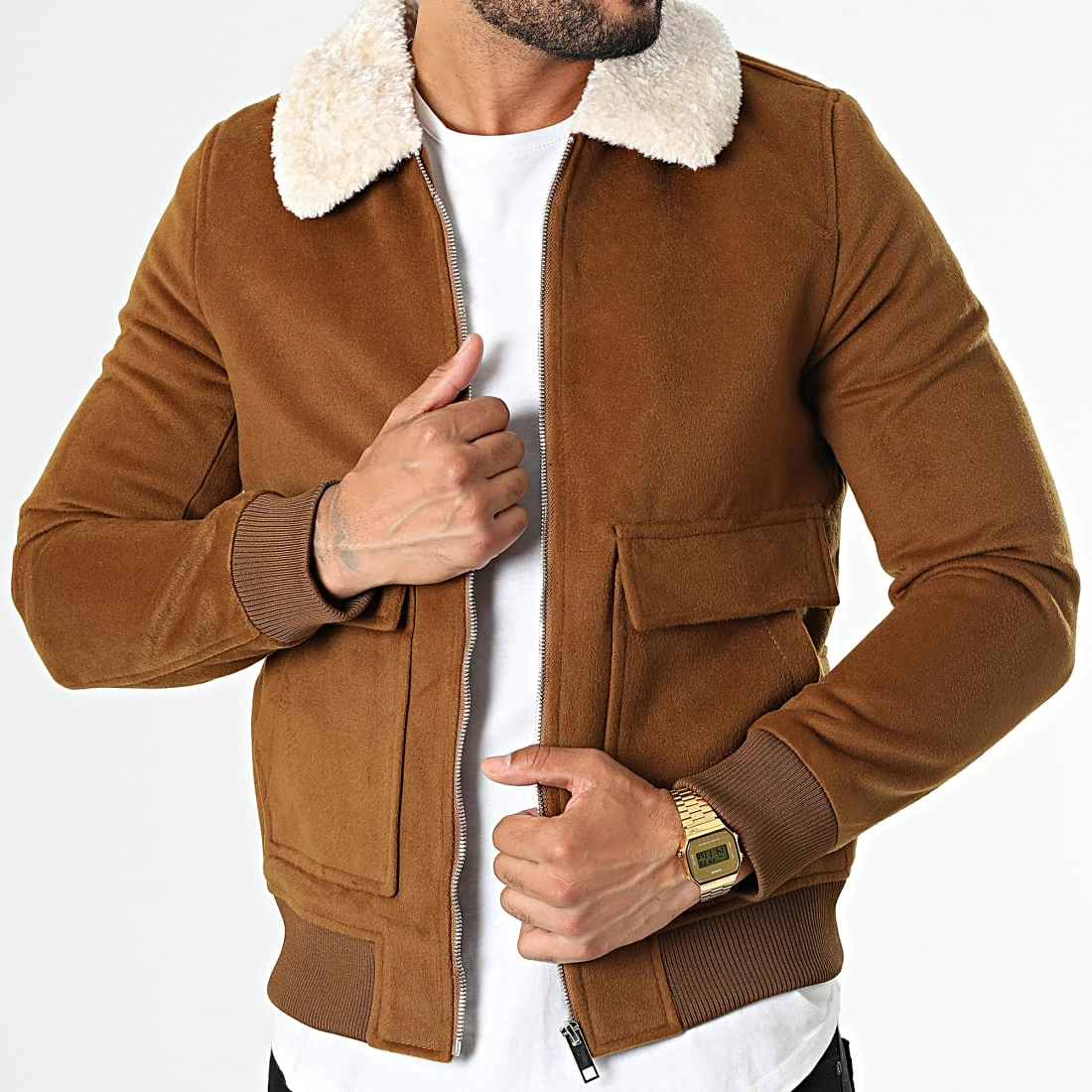 Vente flash 😉 Veste Col Fourrure QQ1603 Marron de Frilivin 🤩 3 Vente flash 😉 Veste Col Fourrure QQ1603 Marron de Frilivin 🤩