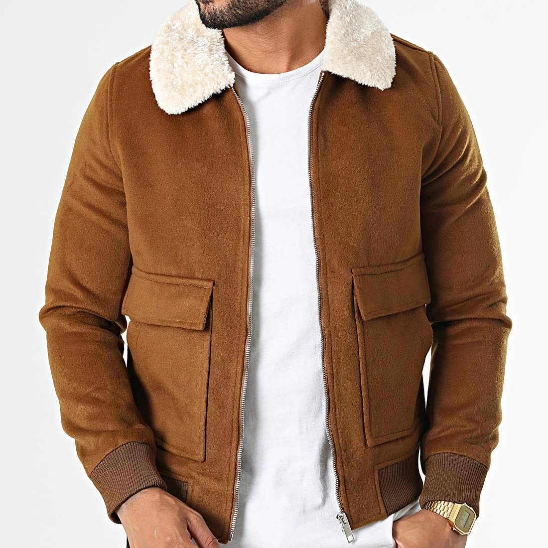 Vente flash 😉 Veste Col Fourrure QQ1603 Marron de Frilivin 🤩 5 Vente flash 😉 Veste Col Fourrure QQ1603 Marron de Frilivin 🤩 – Image 3