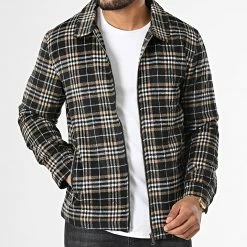 Nouveau ⭐ Veste Zippée A Carreaux HP0667 Noir Beige de Frilivin 🔥 -Promos Frilivin Magasin frilivin 334487 HP0667 1 20220829T155829 03