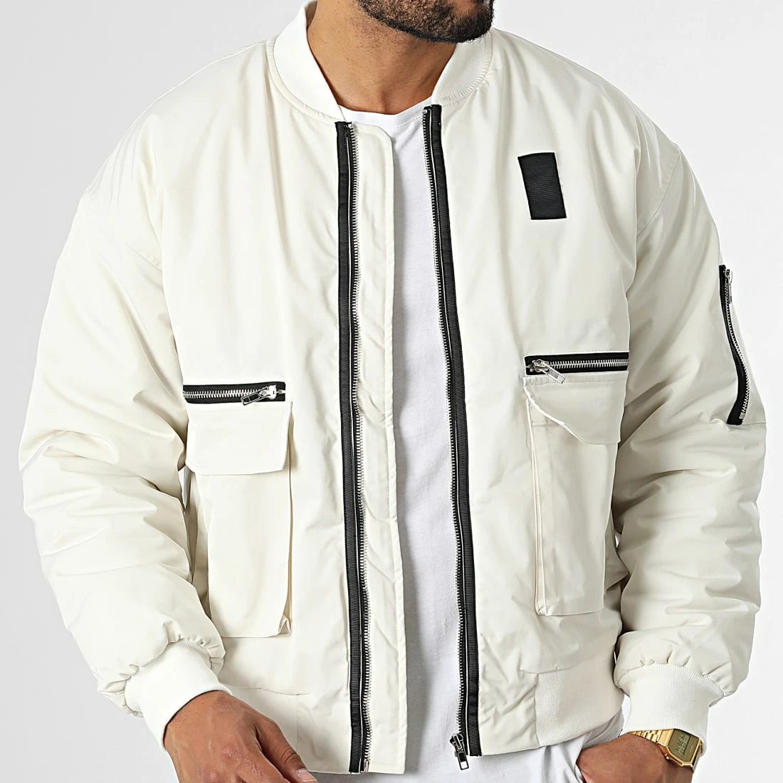 Bon marché 😍 Veste Bomber BM1672 Beige Clair de Frilivin ✨ 5 Bon marché 😍 Veste Bomber BM1672 Beige Clair de Frilivin ✨ – Image 3