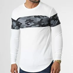 Vente flash 😀 Tee 👕 Shirt Manches Longues D7276 Blanc de Frilivin ⌛