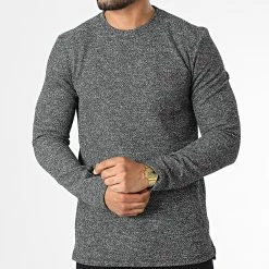 Meilleur prix ⭐ Tee 👕 Shirt Manches Longues Poche D7150 Gris Anthracite Chiné de Frilivin ✨ -Promos Frilivin Magasin frilivin 334617 D7150 DKGREY 20220831T160620 03